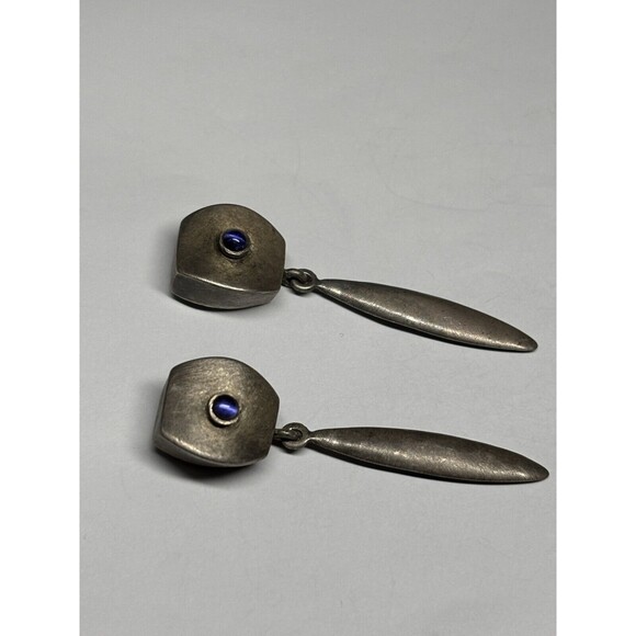 Designer Meryl Waitz Sterling Silver 925 Dangle Earrings Modernist Fine Jewelry - Picture 2 of 8